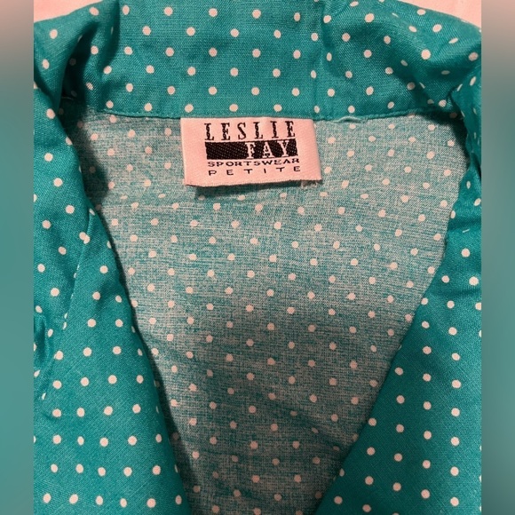 Vintage Leslie Fay Polkadot Top - Picture 4 of 5